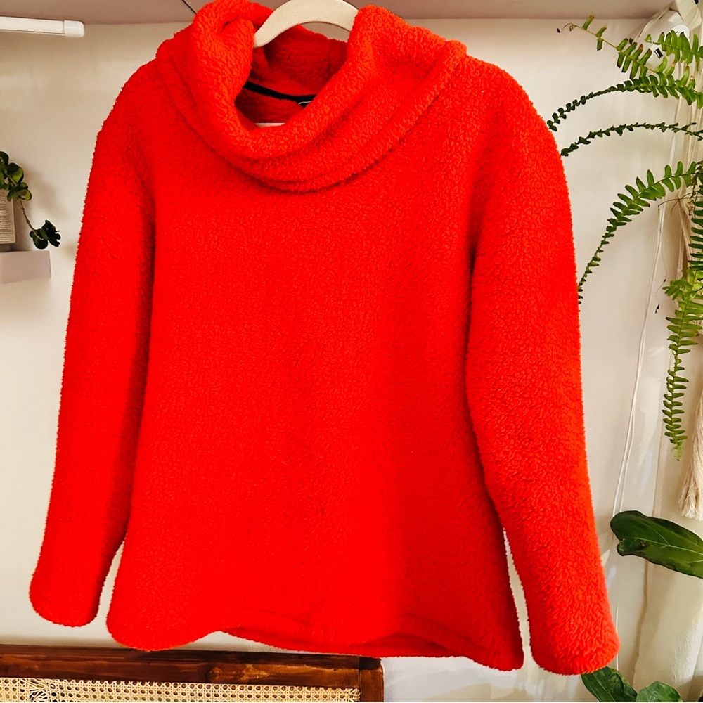 Bright Red Sherpa Plush Pullover